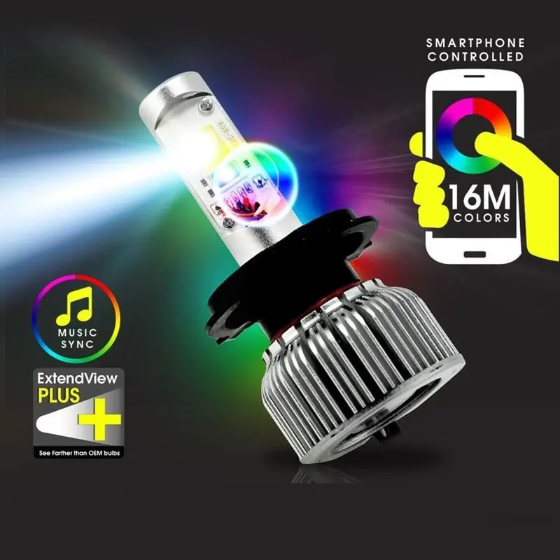 RGBBLED Headlight Bulb for Automotive & Motorcycle Car Lighting Systems RGB Chasing