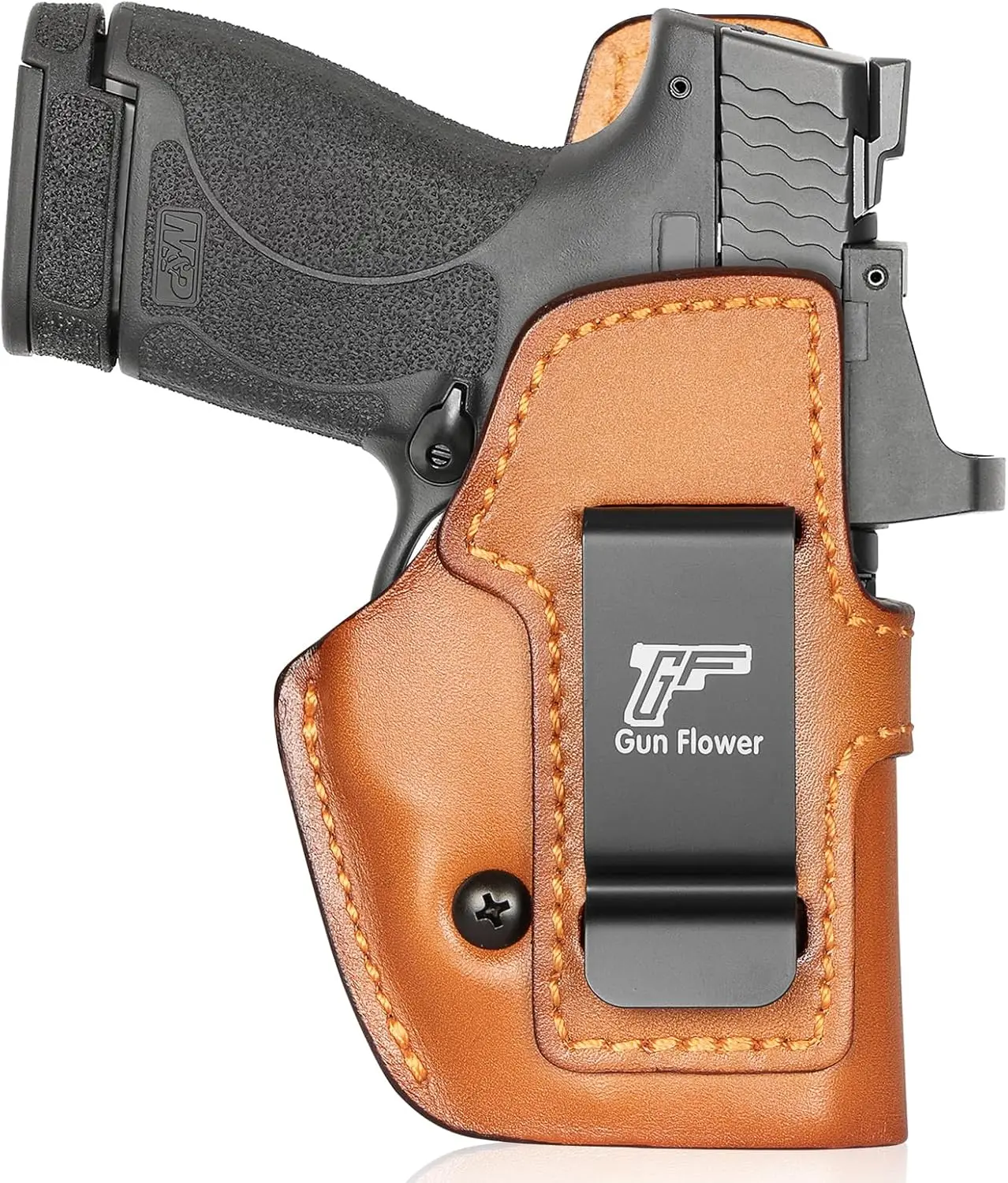 GUN & FLOWER Hand-Formed Leather IWB Holster for M&P Shield 9mm - Durable Gun Accessories, Comfortable Concealed Carry, Optic Cut, Right Hand, Fits Shield Plus & M2.0, Hunting Use