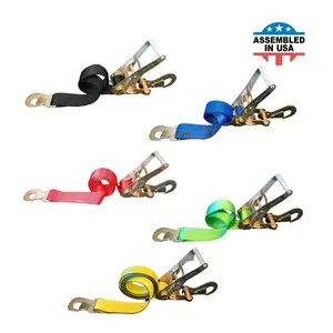 USA 2" x 8' Car Tie Down Strap w/ Ratchet Buckle & Flat Snap Hook