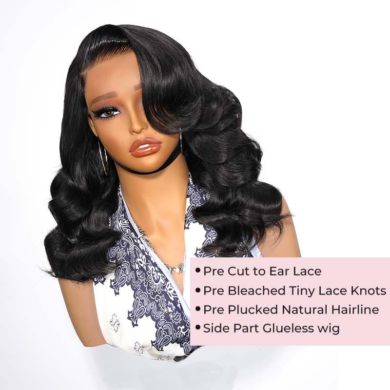 West Kiss 250% Density Right Side Part Glueless LayerCut Wig 6x8 Lace Closure Wig Body Wave Pre Cut Pre Bleached Ready Go Wigs