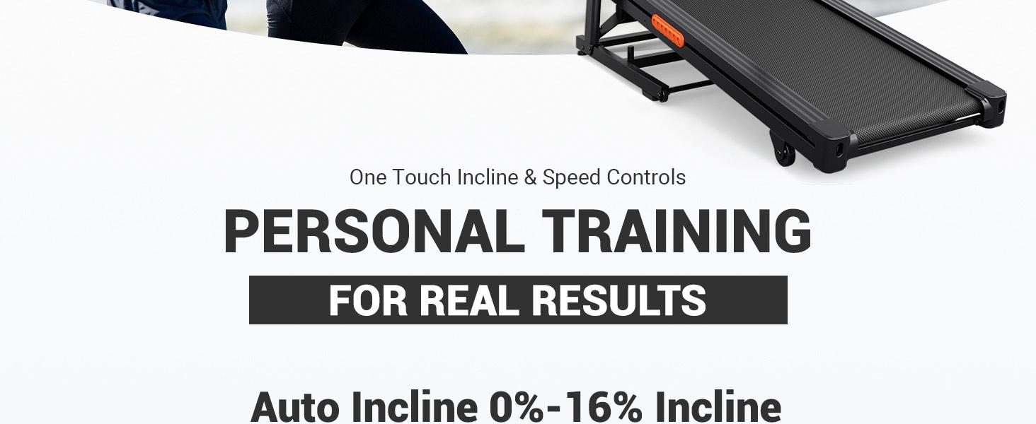 Incline Treadmill, Treadmills for Running and Walking, 300 lbs Weight Capacity Folding Treadmill with 0-16% Auto Incline, Wide Belt, 3.5 HP, App, Heart Rate