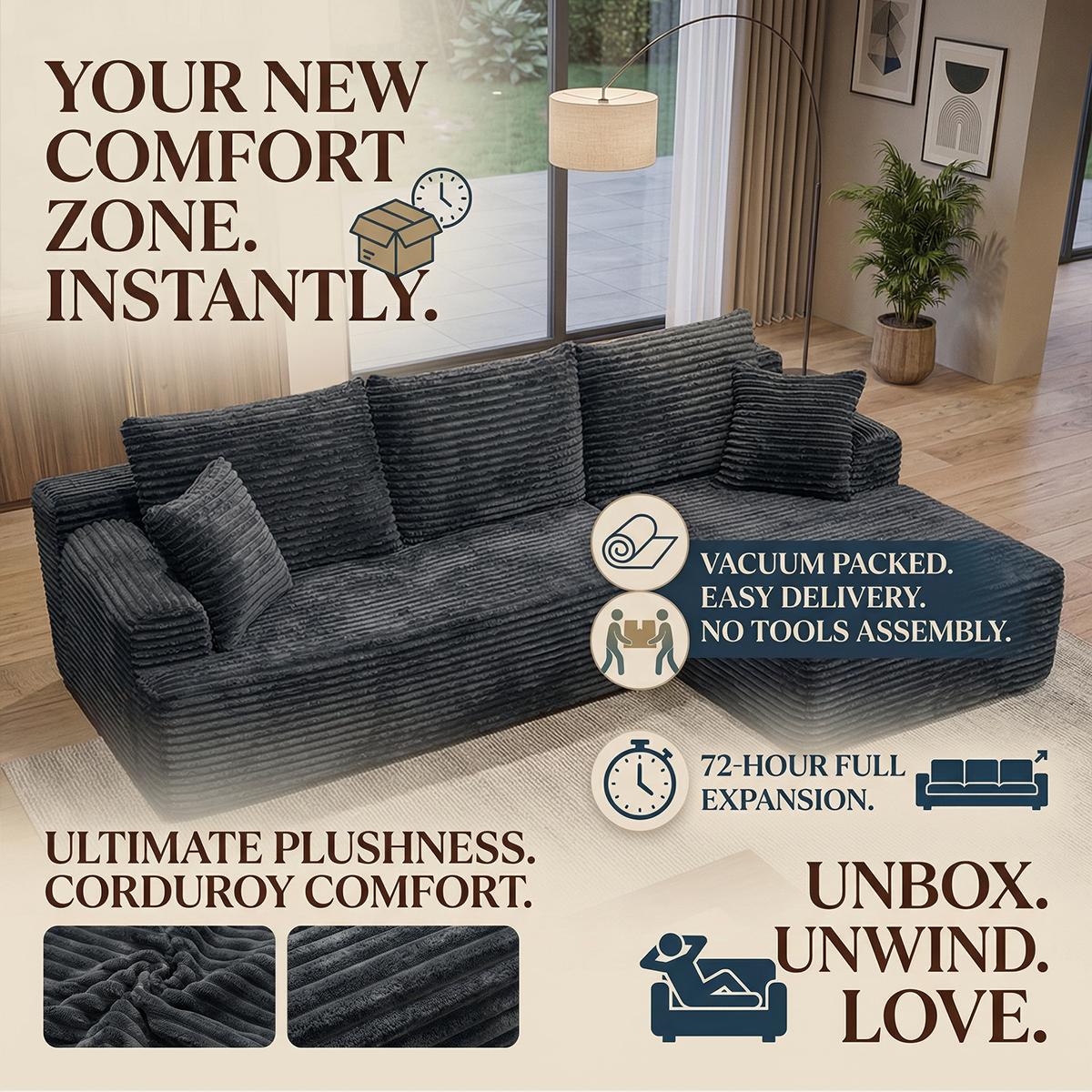 95-inch L-shaped living room design, comfortable and ready to use without assembly. Modern modular s x ofa, durable and comfortable large sofa. furniture express loungers al seccion a of cloud couches boneless sectional