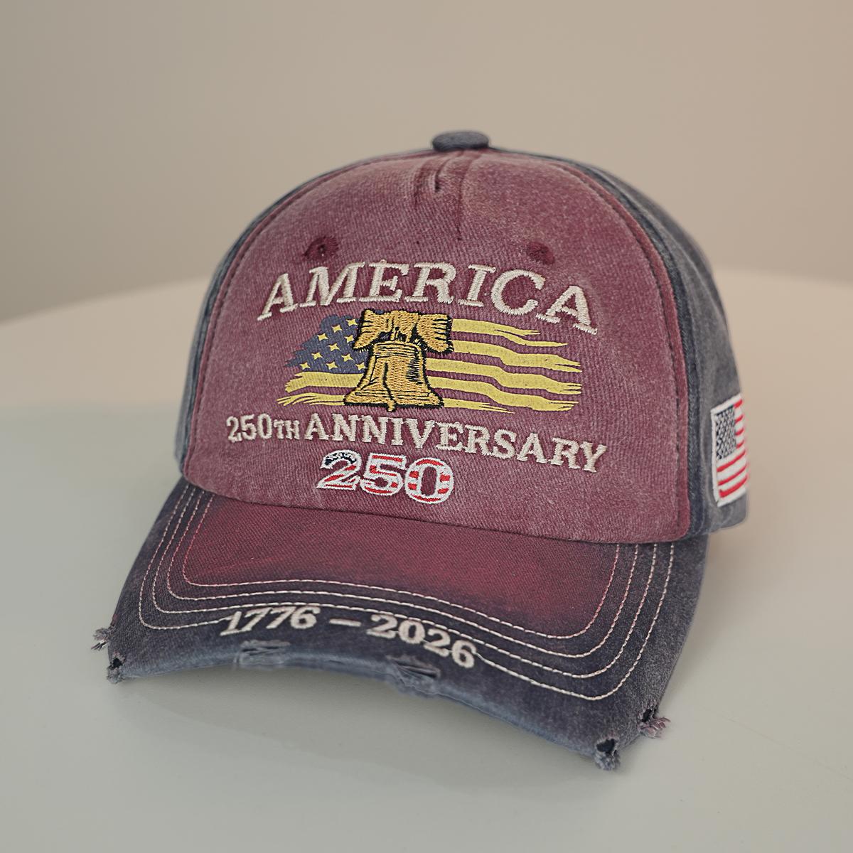 US 250th Anniversary Embroidered Baseball Cap, UPF 50+ Sun Protection Commemorative Hat