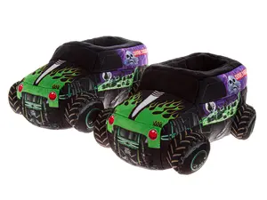 Monster Jam Grave Digger Kids 3D Slip-On Slippers Dual Sizes (Toddler / Little Kid)