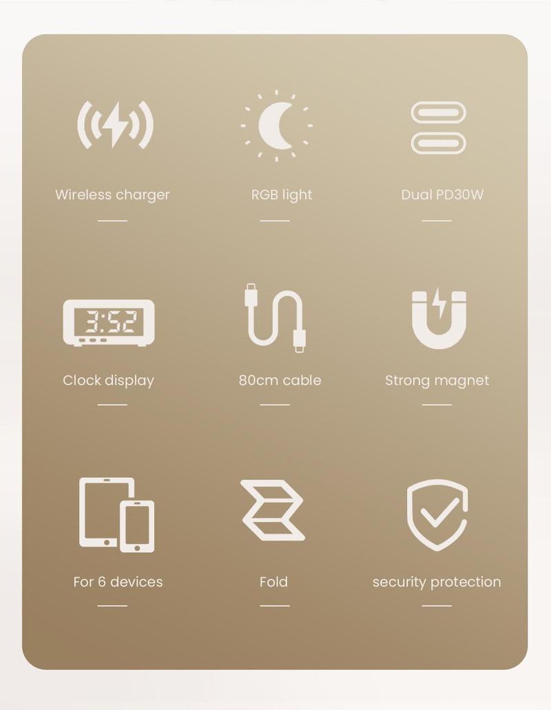 2026 8-in-1 FoldaWireless Charging Station Magnetic Charger for Smartphones Smartwatches & Earbuds Compatible with iPhone Apple Watch & More Compact Portable Device Charging Station Black Folding Electronic