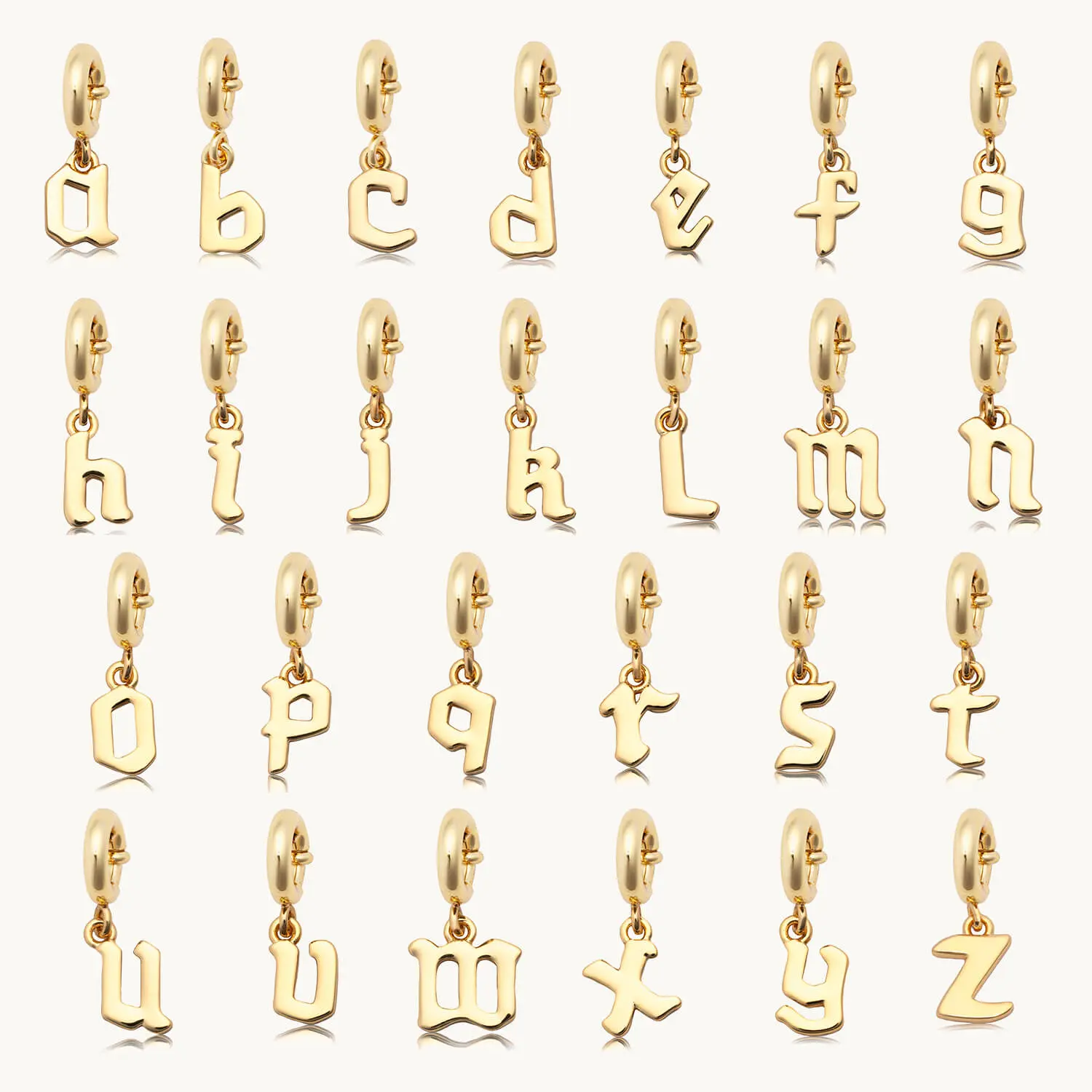 Little Words Project, Gothic Letter Charm, 14K Gold-Plated, Customizable Initial Charm