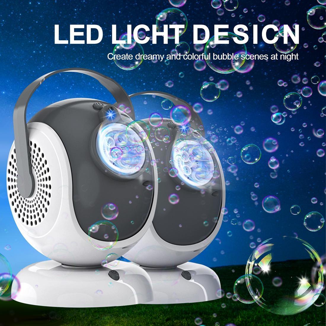 Automatic Bubble Machine 360° Oscillation 75° Adjustable Angle LED Light 300ml Tank Safe ABS Material Ideal for Birthdays Weddings Outdoor Fun Perfect Gift for Kids & Families