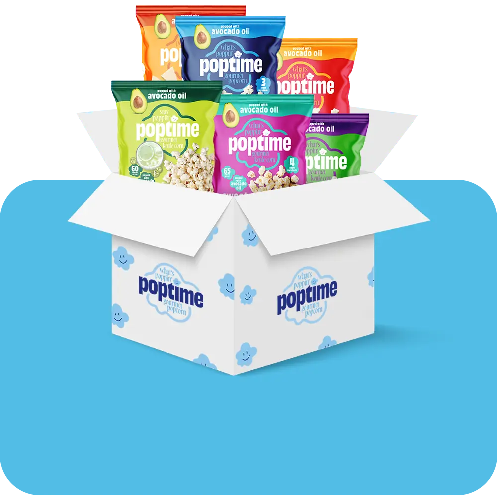 Poptime Gourmet Popcorn Teaser Variety Pack – 6 Share-Sized Bags - 6 Flavors Popped with Avocado Oil