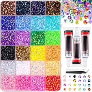 DOMIRE 30000 Pcs Multicolor Rhinestones for Nail Art - Jelly Flatback Gems Bedazzling Set with Accessories , Professional DIY Nail Decor Supplies