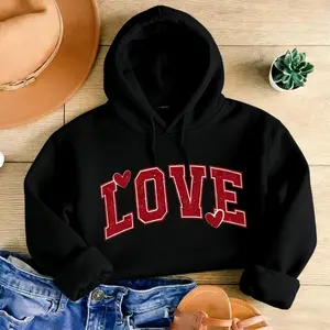 Retro Love Valentines Heart Hoodie, Teacher Valentines Sweater, Women’s Valentine Graphic Shirt, Cute Vintage Love Crewneck Gift