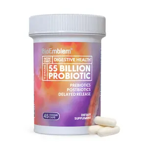BioEmblem Probiotic - 55 Billion CFU, 11 Strains, Gut, Digestive & Immune Support, Prebiotics, Postbiotics, Delayed Release, Non-GMO, Made in USA - Supplement