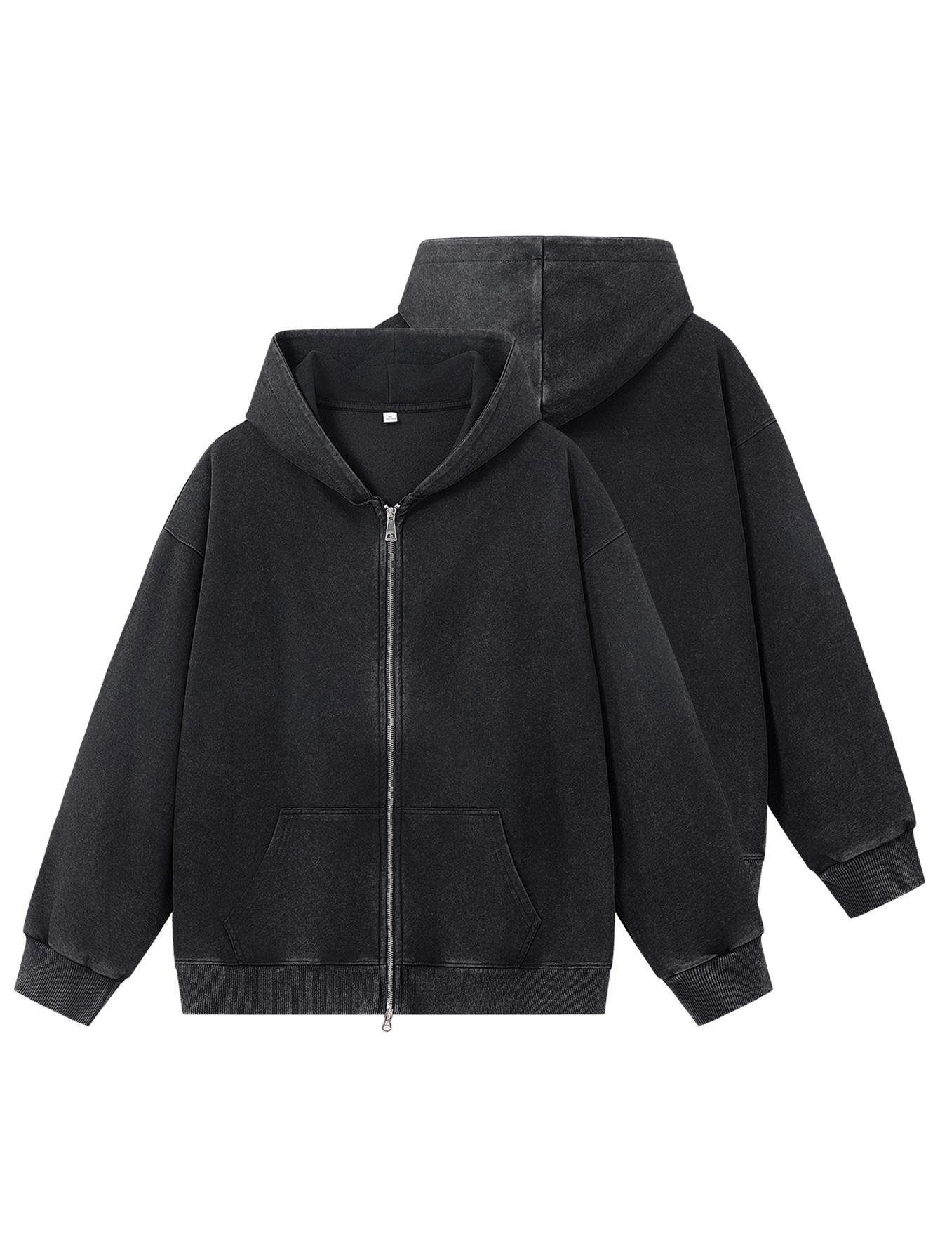 CCCMAI Men's Zip Up Hoodie Vintage Washed Hoodies Streetwear Hooded Sweatshirts Jackets Unisex zip up hoodie， Menswear Soft Casual Stylish Tops Plain Long Sleeve