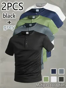 Men’s Summer Two-Piece Shirt Set – Comfortable, Breathable Solid Color Button-Down Shirts with a Stylish, Minimalist Design, Perfect for Vacation, Rest, Business Meetings, and Everyday Casual Wear