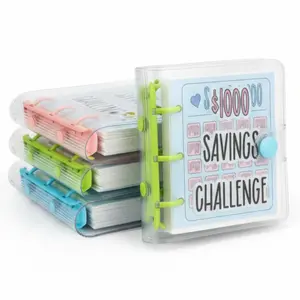 3-Color Mini Binder with Cash Envelopes, 1000 Money Saving Challenge Reusable Budget Book, Portable Deposit, Easy and Fun Way to Save (Pink / Blue / Purple)