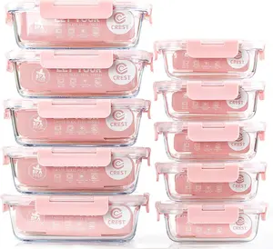 Glass Meal Prep Containers 10 Pack – Airtight Glass Food Storage Containers with Lids, Microwave Oven Freezer & Dishwasher Safe