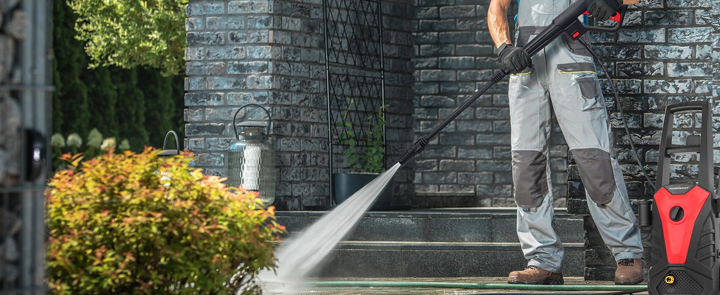PowerSmart Electric Pressure Washer, Max 2800PSI, 1.8 GPM, Lightweight Portable Pressure Washer with 35FT Power Cord, 20FT Hose, Foam Cannon, Spray Gun for Cleaning Cars, Fences, Decks, and Patios (PS2020)