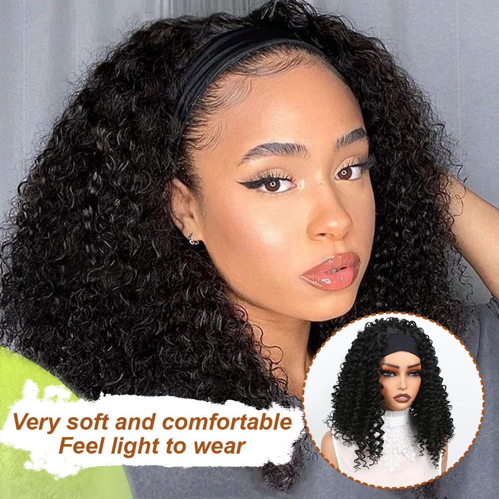AuvzyHair 14inch HeadBand Wig Kinky Curly Wig For Women, Deep Wave Headband Wig Glueless Half Wigs Synthetic Hair Curly Headband Wig Ponytail Easy To Wear AuvzyHair 14inch HeadBand Wig Kinky Curly Wig For Women, Deep Wave Headband Wig Glueless Half Wigs Synthetic Hair Curly Headband Wig Ponytail Easy To Wear