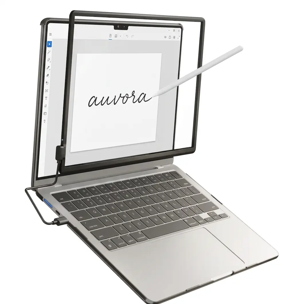 Magnetic Touchscreen Frame for MacBook Air 15 Inch, High-Precision Infrared Touchpad Support Multi-Gesture, Driver-Free Plug & Play Touch Screen Trackpad, Includes Protective Hard case, Passive Stylus