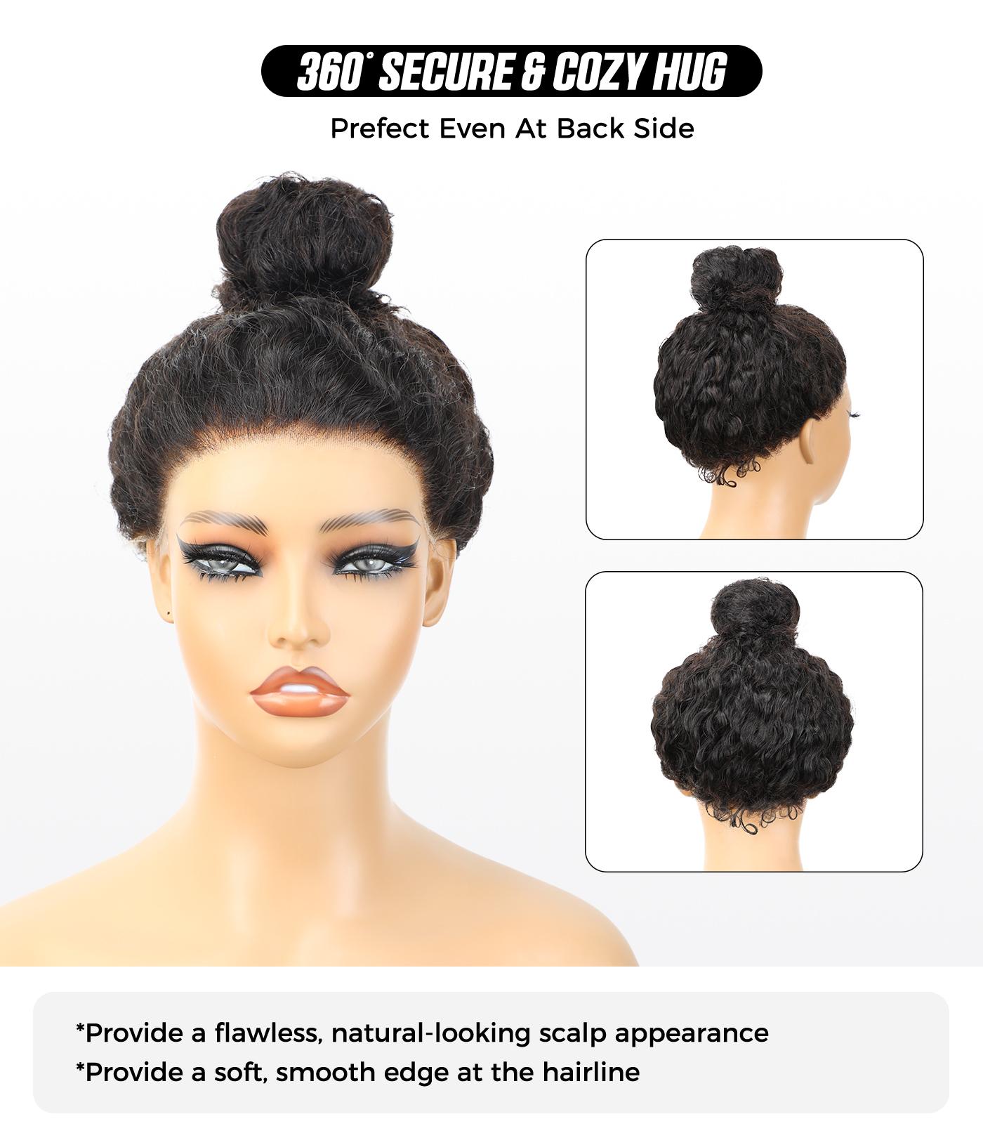 [Alice Live Only]  OQ HAIR Pre-Cut Lace Kinky Straight 360 Full Lace Frontal Glueless Wig With Invisi Drawstring Pre Plucked Human Hair Wig Springtok