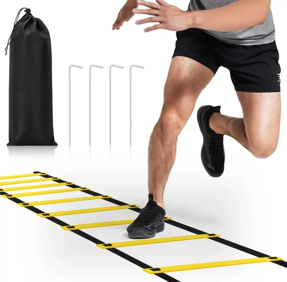 Agility Ladder - 20 Ft with 12 Adjustable Rungs, Unisex Sports & Outdoor Training Equipment for Athletes (Soccer, Football, Tennis Players), Includes Carry Bag, Steel Stakes for Obstacle Course Speed Training, Soccer Players, Football Players