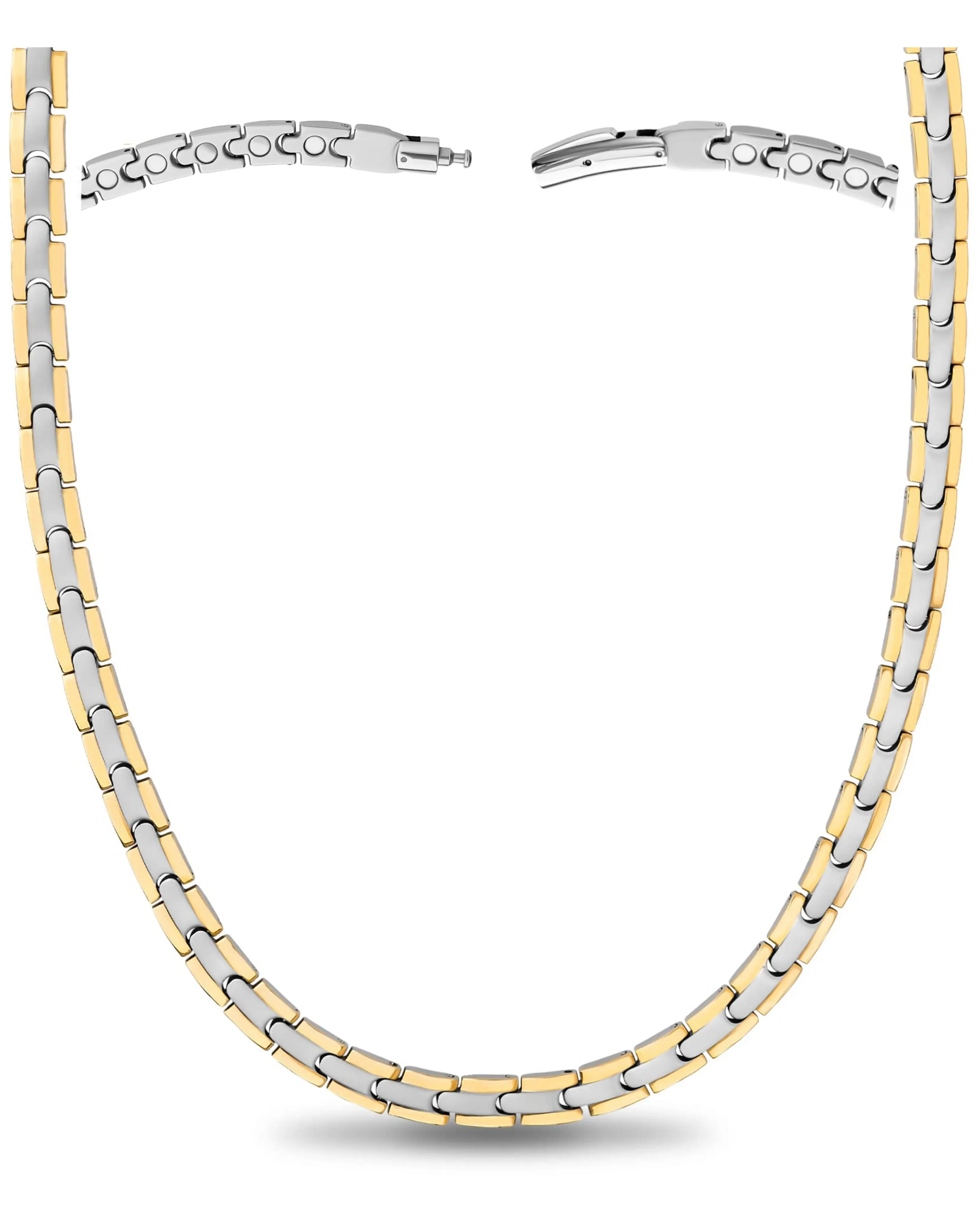 MagnetRX Powerful Silver & Gold Titanium Magnetic Necklace For Men & Women