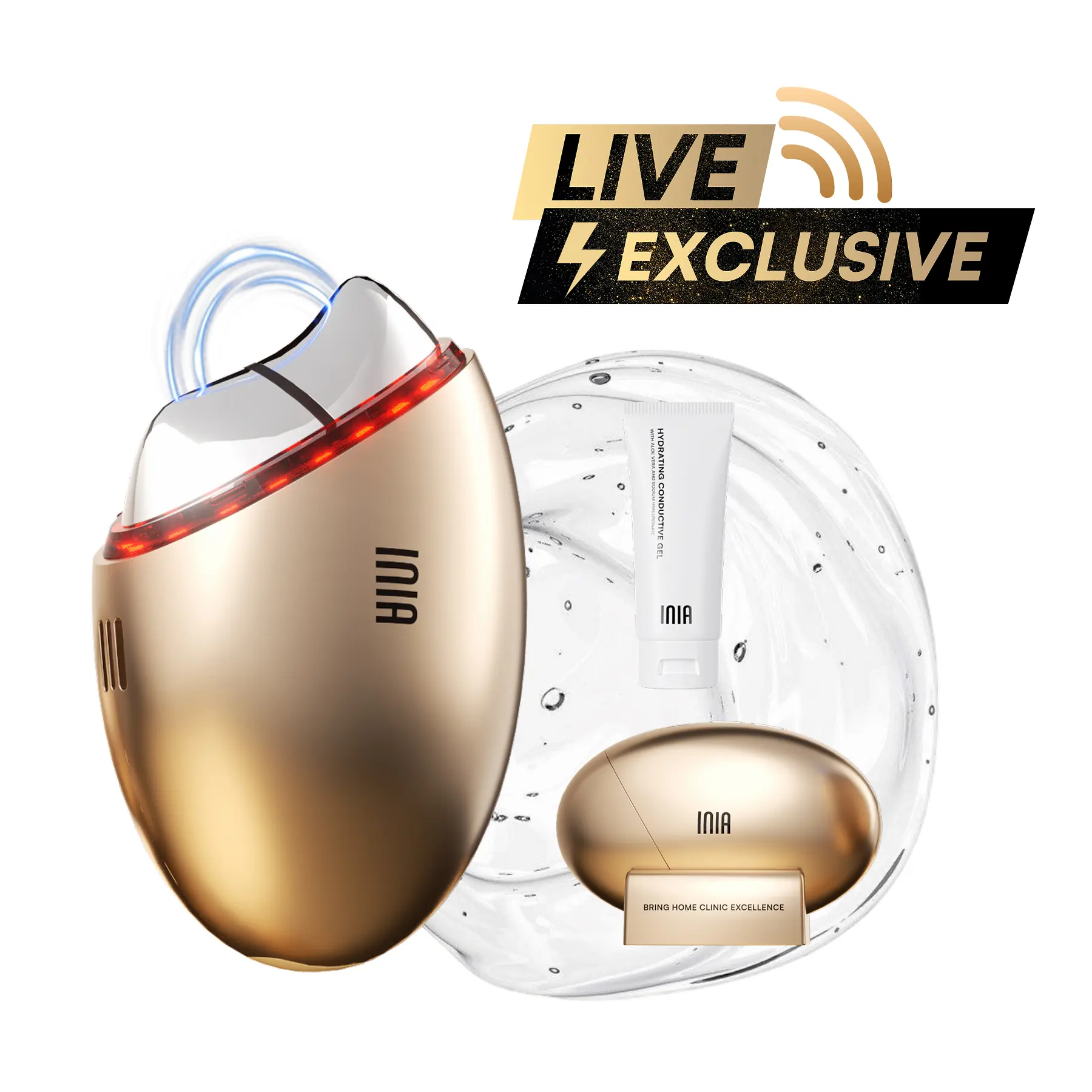 【LIVE EXCLUSIVE】INIA GLACE 7-in-1 Facial Beauty Roller | Multifunctional Beauty Machine, EMS Microcurrent, Red & Blue Light, Thermal-Cryo Therapy, Serum Infusion for Facelift Wrinkle Reducer, Lymphatic Drainage, De-Puff | Selfcare Gift Pick, Single Item,
