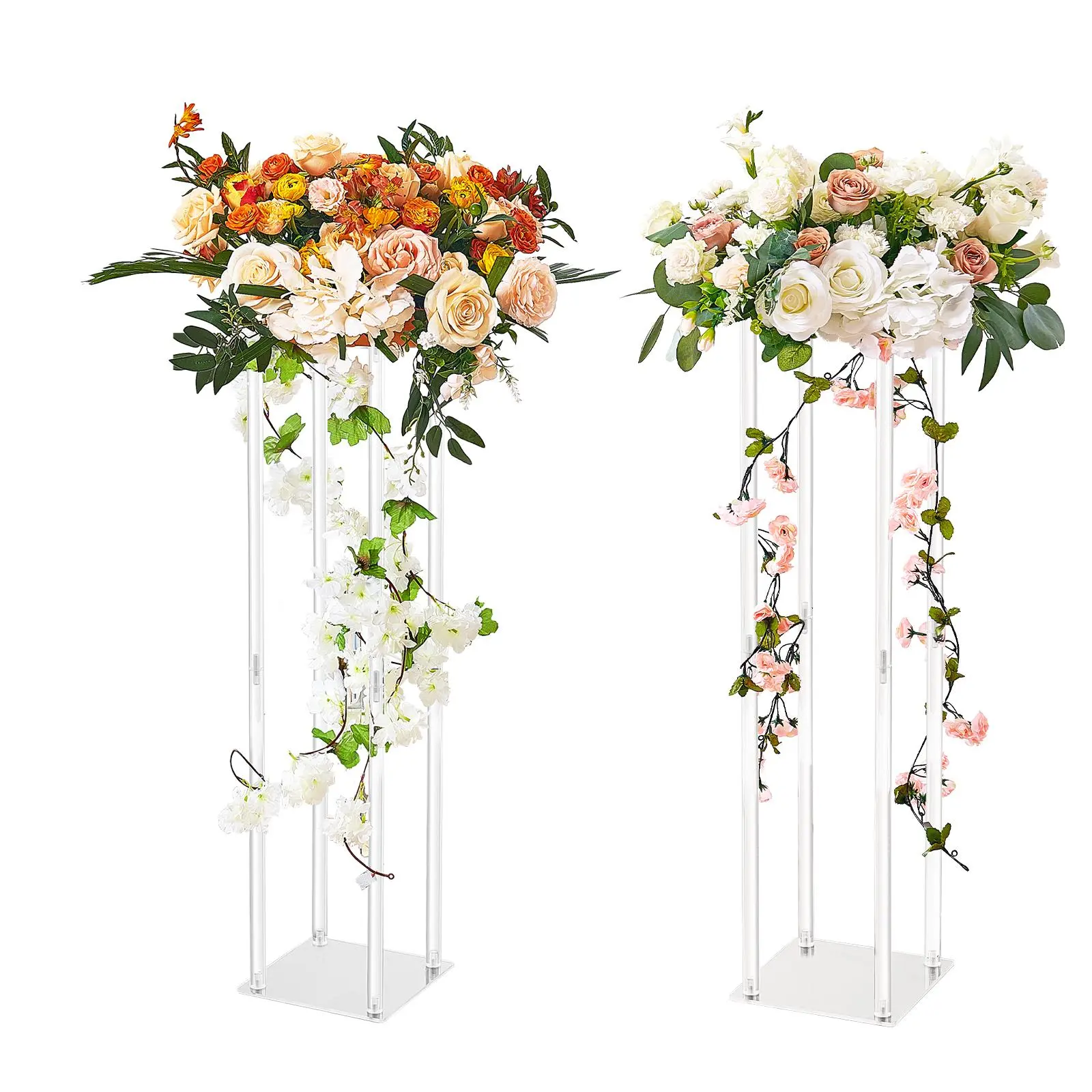 【SummerFinds】VEVOR 2PCS 31.5inch High Wedding Flower Stand,  , With Acrylic Laminate,Acrylic Vase Column Geometric Centerpiece Stands, Floral Display Rack for T-Stage Events Reception, Party Decoration Home