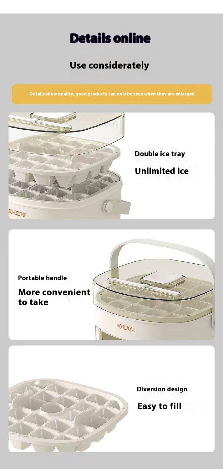 Press-type Convenient Outdoor Portable Ice Tray Large Capacity Ice Bucket 48 Extra-Large Ice Maker Food Grade Plastic Storage Tray Essential Kitchen Gadget