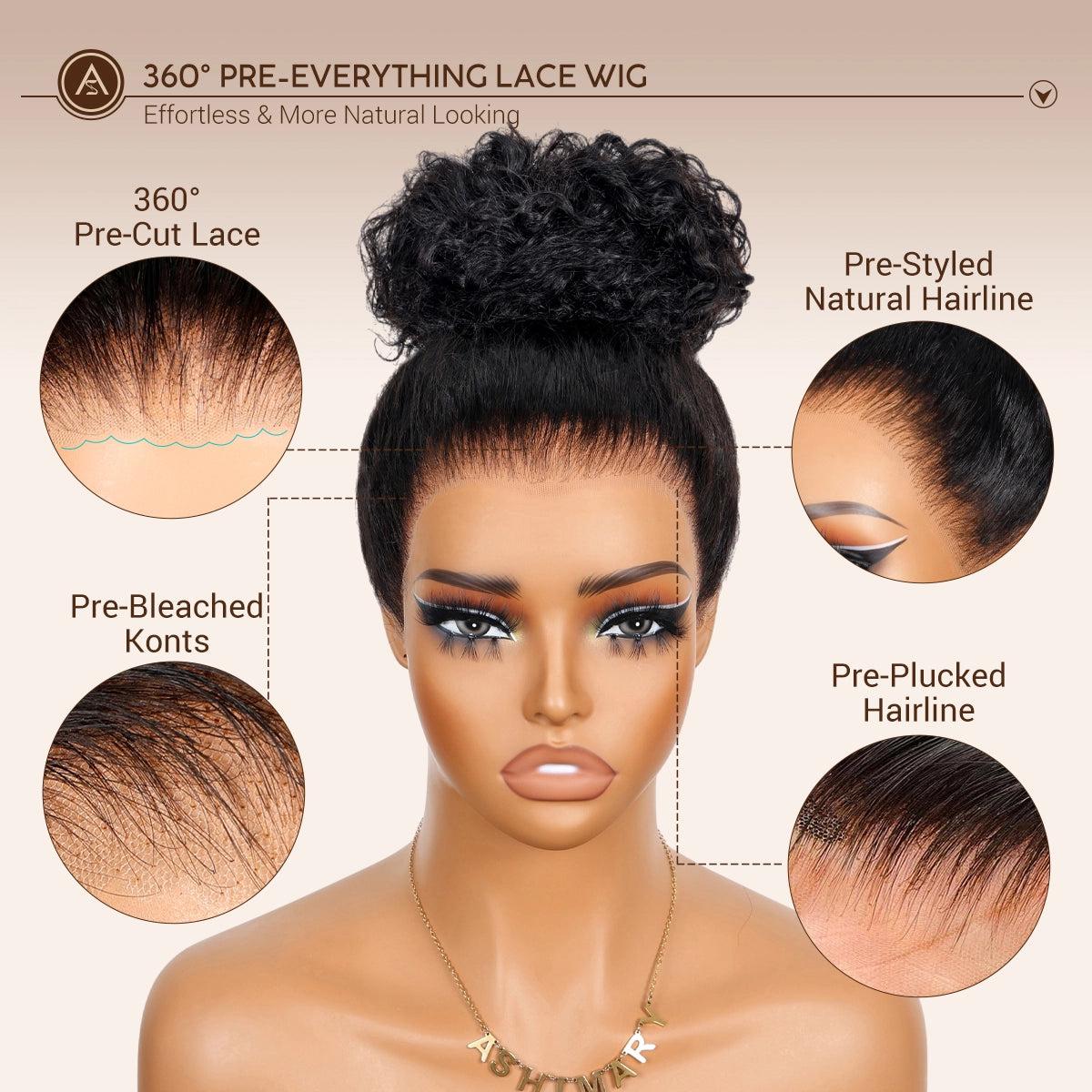 [Free Upgraded] Water Wave Invisi Strap Snug Fit Ashimary Hair 360 Transparent Lace Frontal Bleached Knots Pre Cut Lace Wig With Drawstring 100% Human Hair Wig SpringStatements