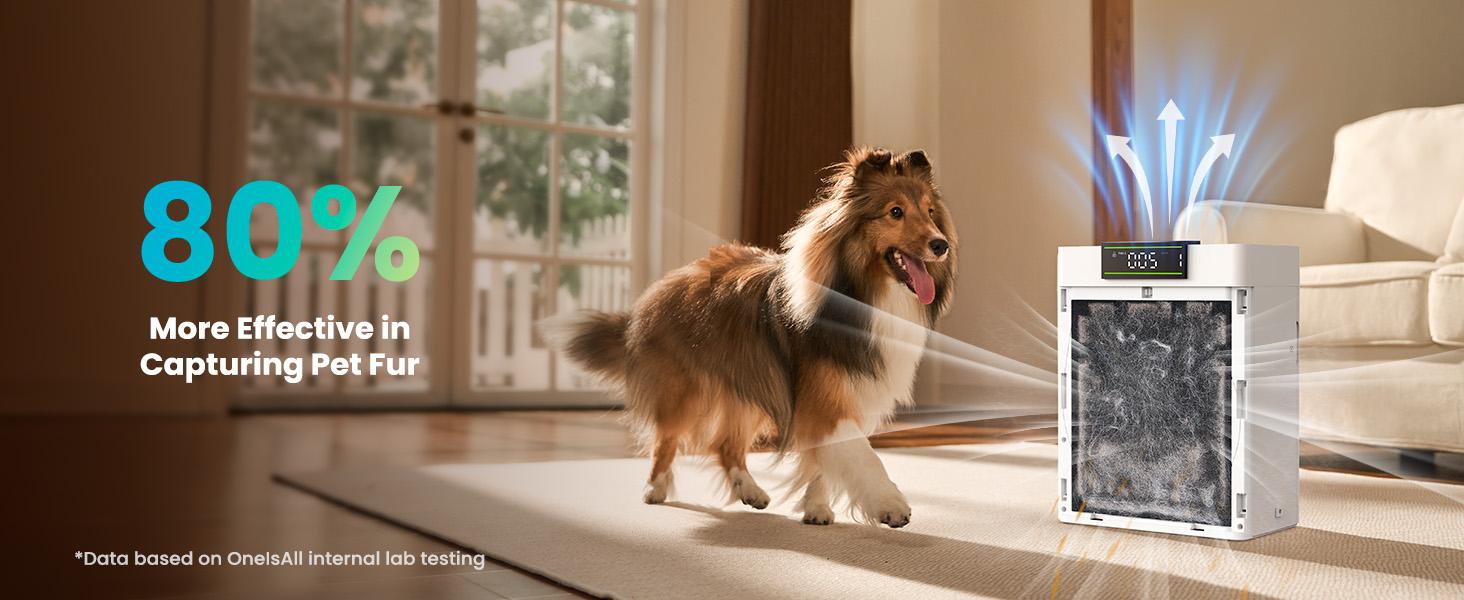 Oneisall Air Purifiers for Home Pets 3-in-1 Washable HEPA Filter Covers up to 2200 Ft² Dual-Sided Filter with 220g Activated Carbon Pet-Friendly Design Allergen Relief Odor Removal