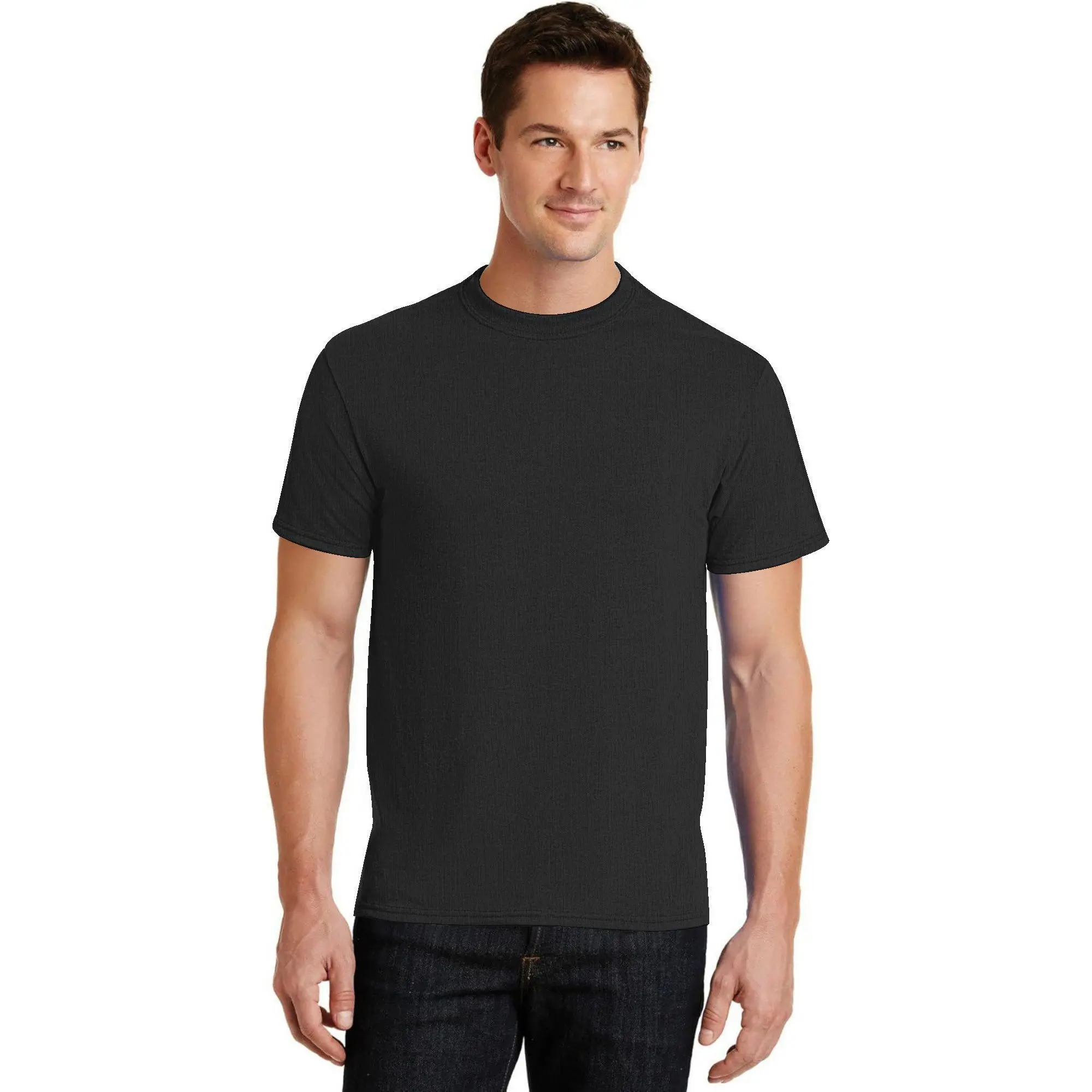 Men's  T-Shirt – Black Crew Neck Solid Color T-Shirt, Men's Casual Basic Style