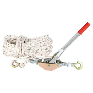 3/4 Ton (1,653 lbs) Heavy-Duty Rope Puller – 100' x 0.6" Steel Cable, Dual Hooks, Ratchet Winch for Boat Moving, Log Transport & Secure Towing
