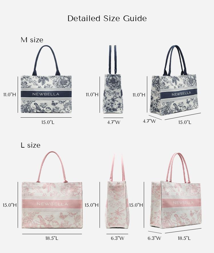 NEWBELLA Lynne Canvas Collection Commute Daily Tote Bags for Women with Floral Print Magnetic Closure Fashionable & Practical Casual Everyday Companion