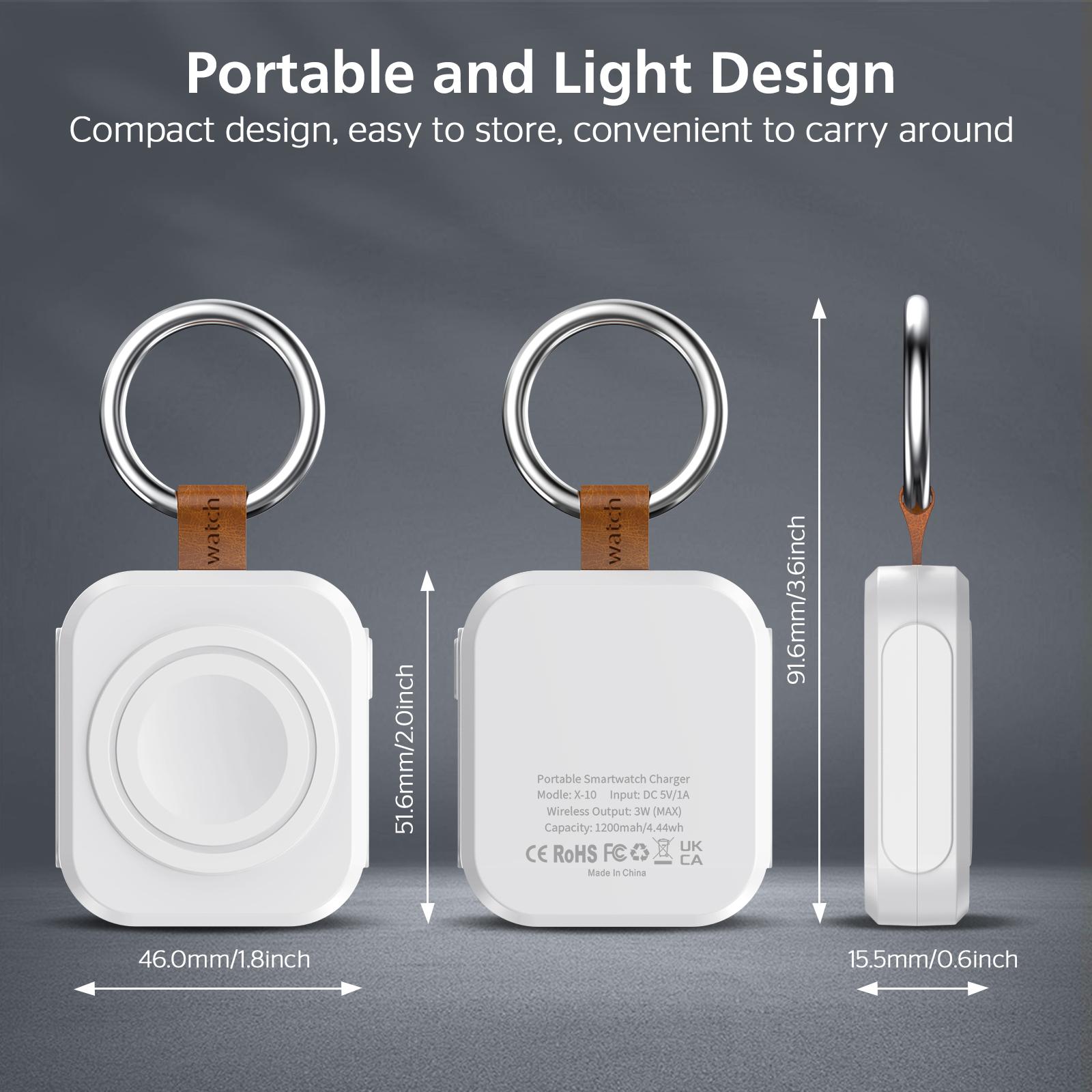 Magnetic Watch Charger Compatible with Apple Watches, Wireless Portable Charging Solution, 1200mAh Fast Charge, Smartwatch Travel Essential