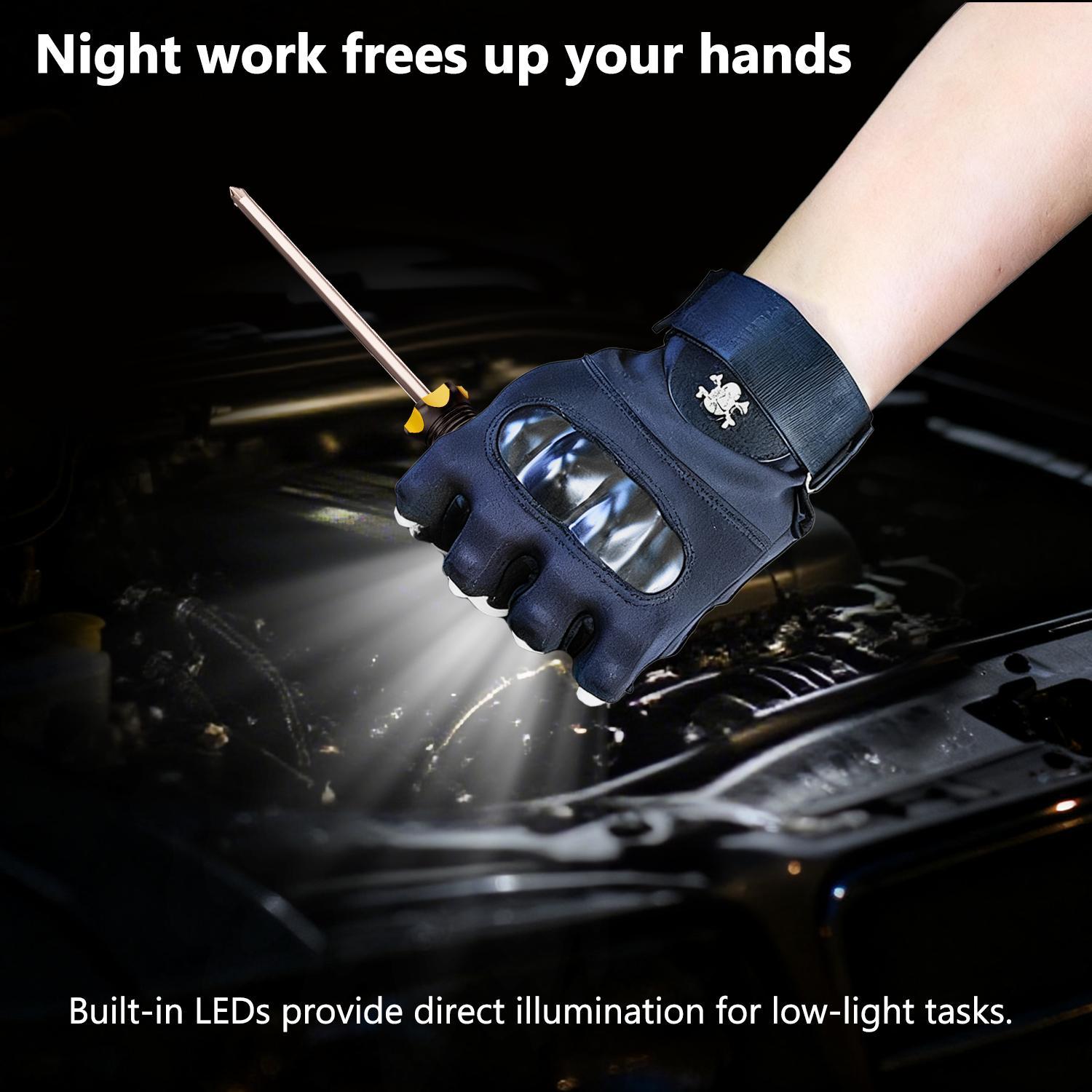 LED Flashlight Gloves,Half Finger Lighted Gloves,Adjustable Wrist Strap,Flashlight Gloves with 8 LED Cool Gadget Finger Lights for for Camping Fishing Repairing,Cycling,Running Camping,Christmas Birthday Gifts for Men and Women LED Flashlight Gloves,Half Finger Lighted Gloves,Adjustable Wrist Strap,Flashlight Gloves with 8 LED Cool Gadget Finger Lights for for Camping Fishing Repairing,Cycling,Running Camping,Christmas Birthday Gifts for Men and Women