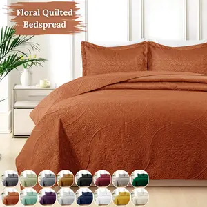 Lightweight Quilted Bedspreads Queen size Bed- 3 Piece Oversized Bedspreads Queen- Soft Bedding Set with 2 Matching Pillow Shams - Best For Gift