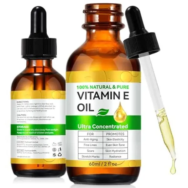 flasture Vitamin E Oil 75,000 IU – 100% Pure Natural Vitamin E for Skin, Face, Hair, Scars – Deep Moisturizing Body Oil for Dry Skin, Wrinkles – Cold-Pressed, Non-GMO,Skincare – 2 Fl Oz