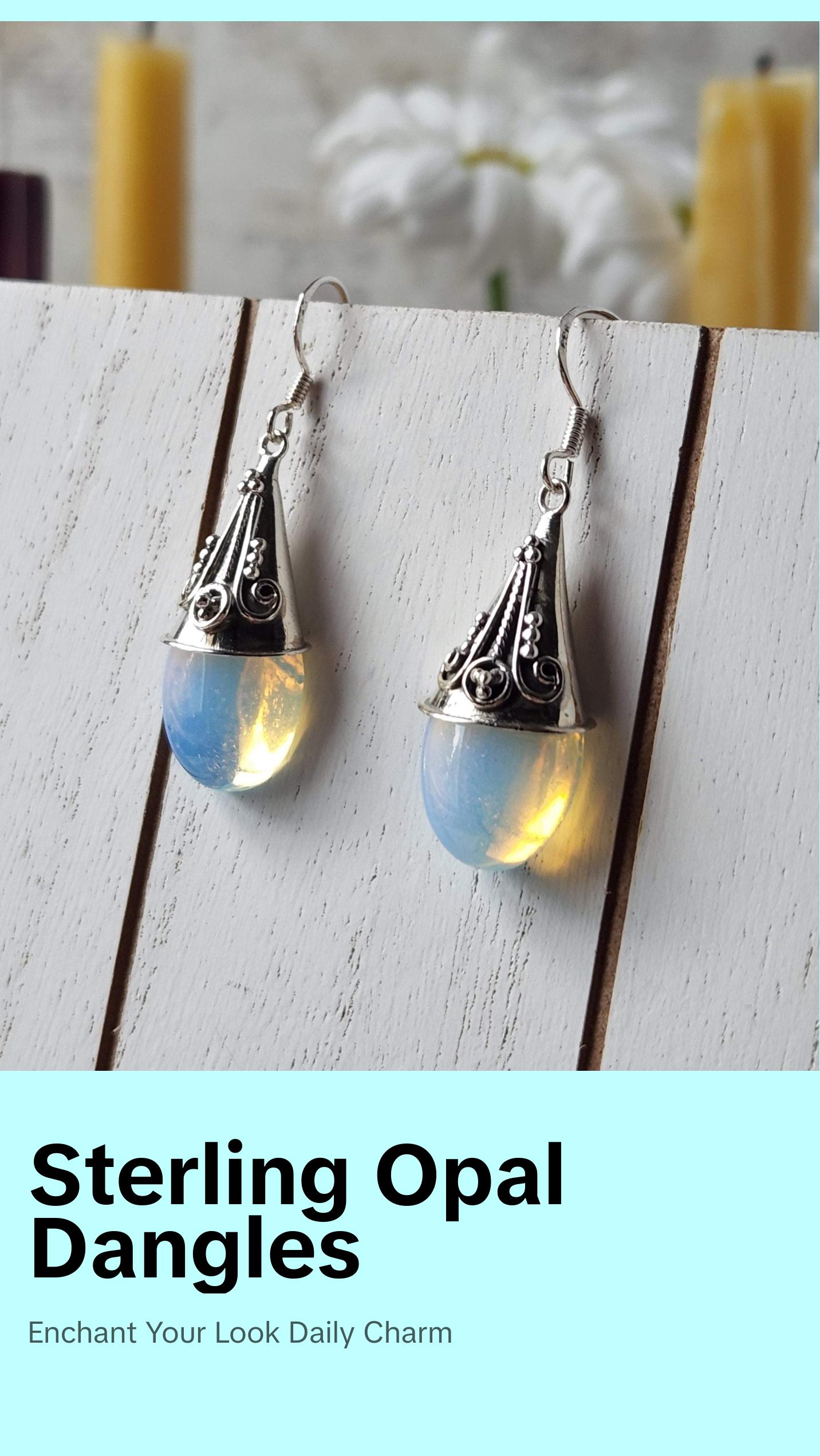 Opalescent Iridescent Teardrop Earrings | Sterling Silver Victorian-Inspired Magic