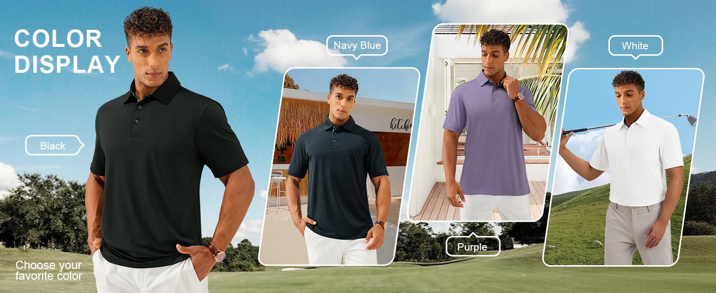 AMZPURE Men's Casual Short Sleeve Polo Shirts 3-Pack - Menswear Tops, Mens Clothing, Soft Breathable Cotton, Classic Collar, Comfort Fit for Work, Golf,back to school,back to school shopping