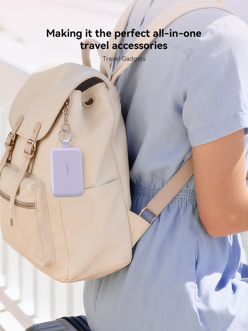 RORRY 10000mAh Portable Charger 30W Fast Charging Power Bank with Built-in Type-C & Lighting Cables Travel Keychain Battery Pack for iPhone 17-12 AirPods Android iPad Switch Lightweight Compact Multi Device Charging   valentinesdaygiftideas