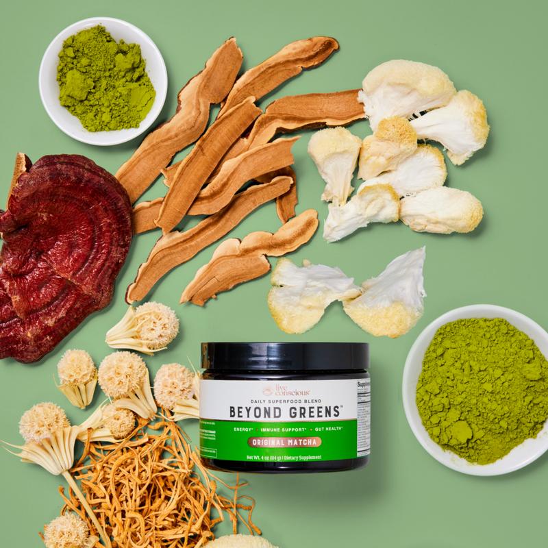 Live Conscious Beyond Greens Superfood Drink Powder - Matcha Greens Blend w/Chlorella, Echinacea, Probiotics for Immune Support & Energy