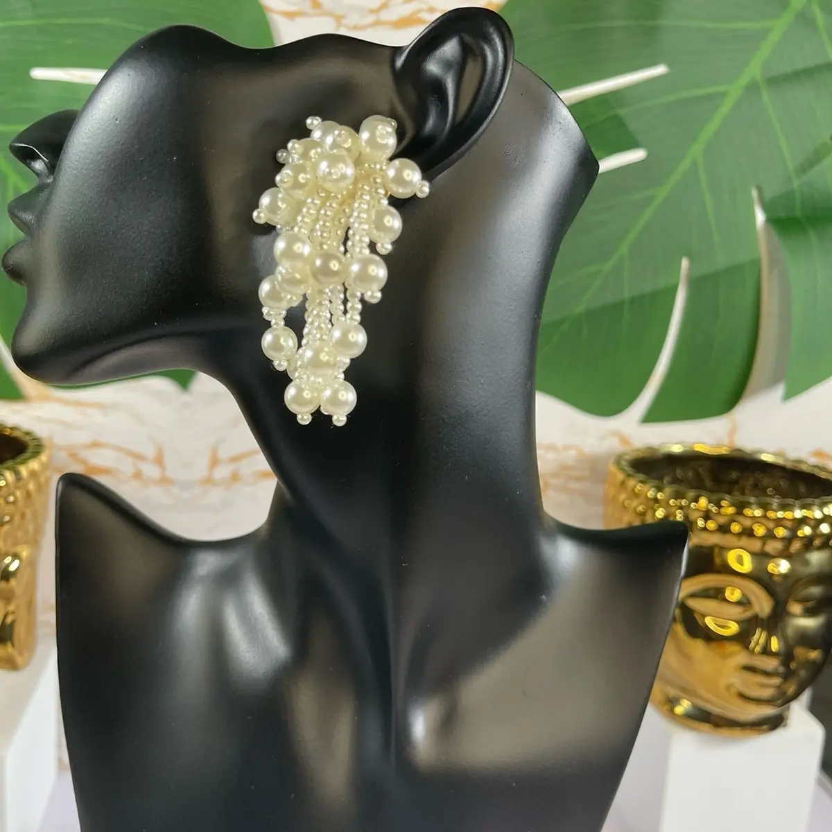 Statement Faux Pearl Cluster Earrings - Lima Limon Elegant Female