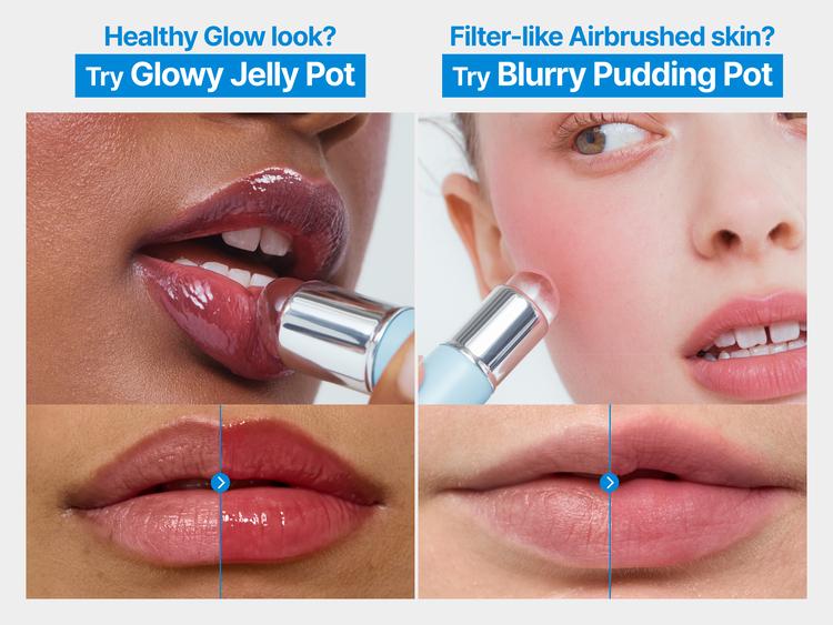 [Blush & Glow] fwee Lip & Cheek Starter Set | Soft Blur Cream Blush + Dewy Blush Duo with Multi Jelly Shimmer Balm + Mini Silicone Brush