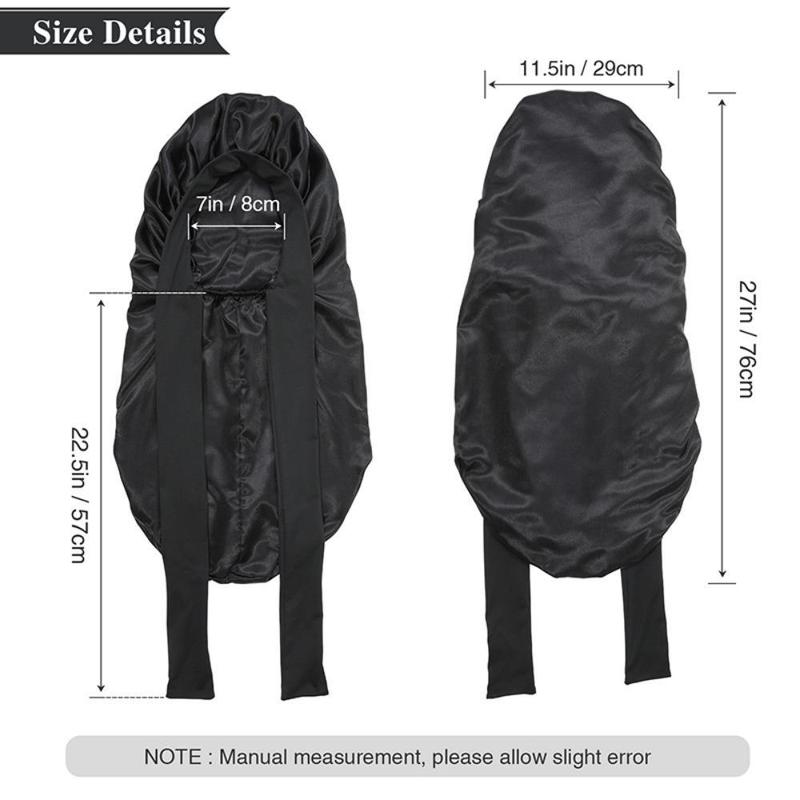 AWAYTR Solid Color Long Nightcap for Women Satin Double Layered Sleeping Hat Tie Band Elastic Hair Care Bonnet TikTokShopBlackFriday