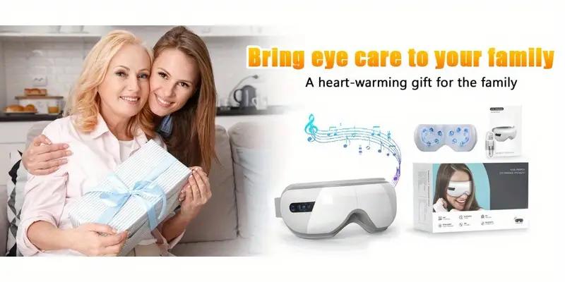 VITCOCO Eyes Massager Rechargeable 4D White Smart with Heat Vibration for Eye Fatigue Relief Adjustable Temperature Bluetooth 5.0 for Men Women Relaxing Gift