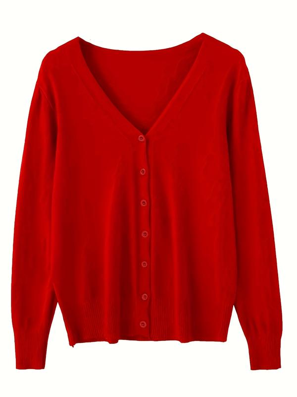 Viral Alert! Women's V-Neck Button-Down Cardigan - Soft Knit Casual Layering Top for Fall Winter