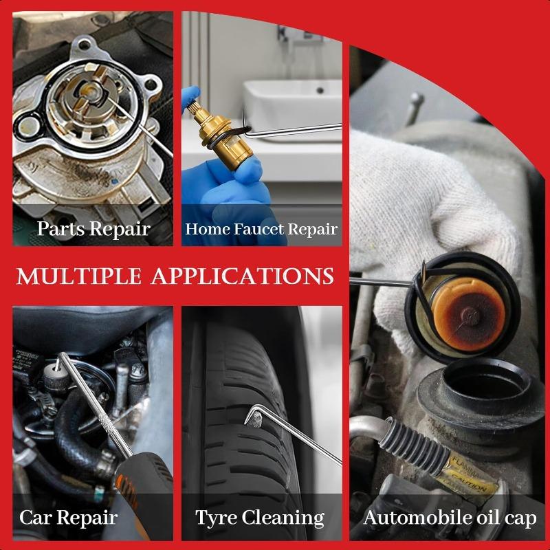 17pcs Telescoping Magnetic Pickup Tool Set with Extendable Neck Hook & Pick Tools for Car Trim Removal Scraper Auto Clip Remover Fastener Rivets Puller Mechanic Automotive Tools Kit