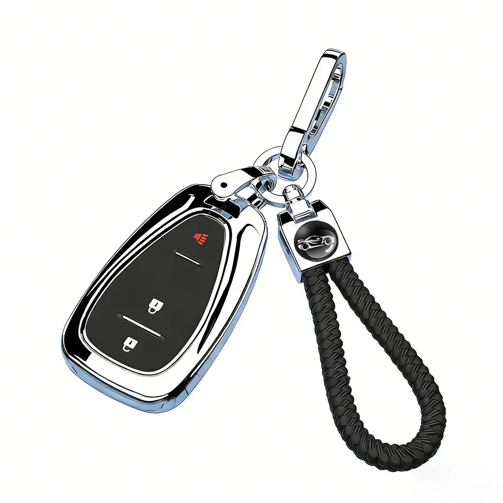 Carbon Fiber Texture TPU Key Fob Cover with Keychain - Compact Protector for Chevrolet Equinox, Sonic, Spark, Traverse, Trailblazer, Trax Vehicles