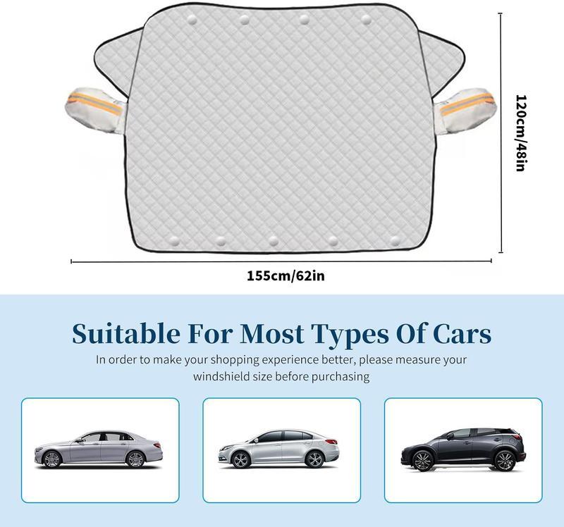 Car Windshield Snow Cover Sun Shade Winter Dust Rain Ice Frost Guard Protector Durable Design for Year Round Weather Protection & Summer Sunshade