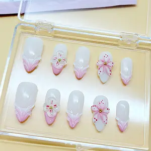 .DP.6417.Pink Carved Wearable Nails